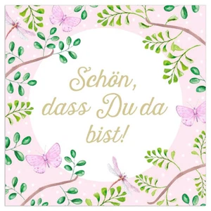 20 Servietten Schön, dass du da bist Zweige und Schmetterlinge Rosa 33 x 33 cm - Bild 1 von 1