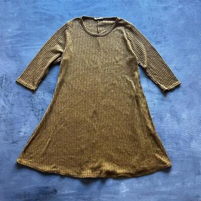 Vestido jersey informal para mujer marrón y dorado de colección de la década de 2000 Foto 1 de 4
