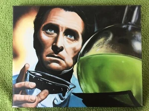¡Oferta! Impresión en lienzo de terror de película Frankenstein Cushing 8 x 10 de arte original  - Imagen 1 de 2