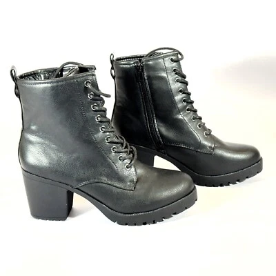 Botas negras Zigi SoHo Kourtlan de cuero sintético para mujer talla 9 plataforma de combate Foto 1 de 4