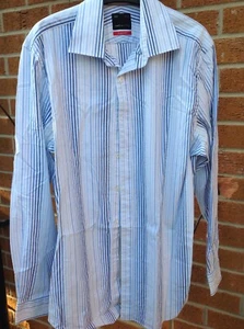 Red Herring Blue & White Slim Fit Striped Shirt - Collar 16 1/2" - Picture 1 of 3