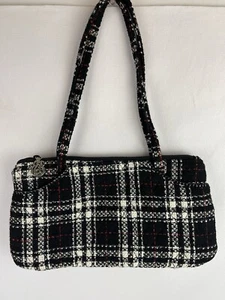 Vera Bradley Black/Red/White Tartan Plaid Tweed Bag Purse - Picture 1 of 11