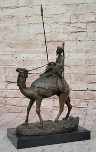 Figura de escultura árabe de bronce animal jinete de camello base de mármol art deco - Imagen 1 de 10