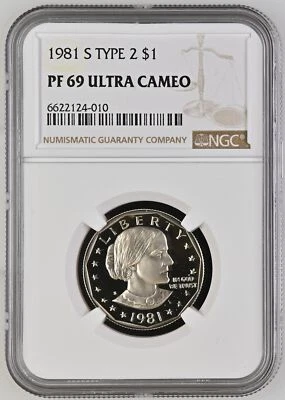 1981-S Type 2 Susan B. Anthony (SBA) Dollar NGC PF-69 ULTRA CAMEO - Image 1 of 2