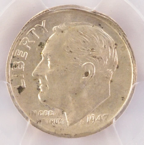 1947-S Roosevelt Dime Partial Collar Strike PCGS 10c MS63 Cover