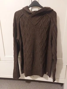 Ripcurl M Brown Hooded Jumper Wool/ Cotton Mix Pit2Pit 23 - Picture 1 of 3