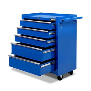 Giantz 5 Drawer Tool Box Cabinet Chest Trolley Box Garage Storage Toolbox Blue - Picture 1 of 7
