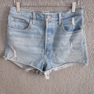 Levi’s Ribcage Shorts Damen 31 Blau Denim High Rise Cutoff Light Wash Stretch - Bild 1 von 18