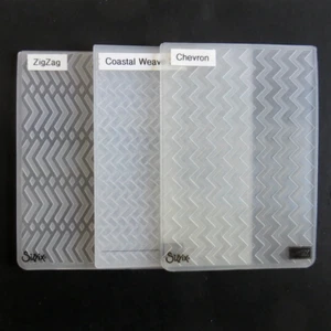 Lot of 3 Stampin' Up Sizzix ZigZag Coastal Weave Chevron Embossing Folders - Picture 1 of 4