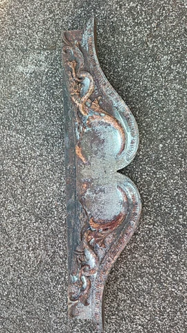 c1868 CAST IRON window header pediment lintel 51" x 16" Cover