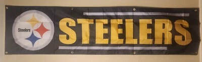 Pittsburgh Steelers NFL Huge 2x8 Foot Banner Flag With Metal Grommets  - Image 1 of 2