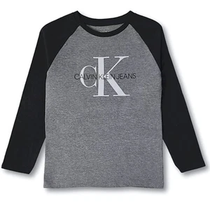 NWT Calvin Klein Little Boy's Logo Print Long Sleeves Cotton T-shirt   Size:5, 6 - Picture 1 of 3