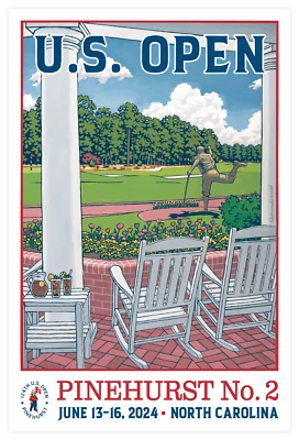 Póster de golf Lee Wybranski edición limitada 2024 US Open Pinehurst No 2 Club Foto 1 de 4