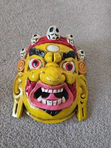 Máscara de colección tallada a mano arte popular tribal tibetano Mahakala DEMONIO - Imagen 1 de 12