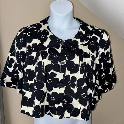 Blazer Lane Bryant Chaqueta Recortada Manga 3/4 Negro Crema Floral Talla 18 Foto 1 de 4