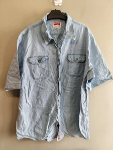 Wrangler Premium Qualität Kurzarm Hemd Baumwolle 2XL Hellblau XXL Denim - Bild 1 von 8