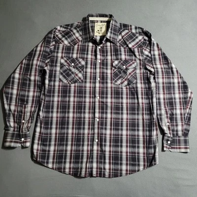 COASTAL SHIRT Western Plaid Pearl Snap Long Sleeve Men's Size XXL XX-LARGE - Image 1 of 4