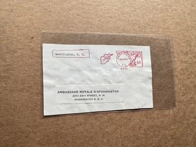 US 1961 Meter Cover Piece +Afghanistan Embassy +Map Slogan +Affixed Used Stamp - Image 1 of 2