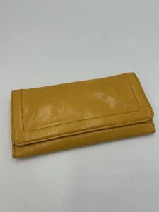 Latico NJ USA Clutch Wallet Mustard Yellow Leather Tri-Fold Organizer 8” X 4” - Picture 1 of 9