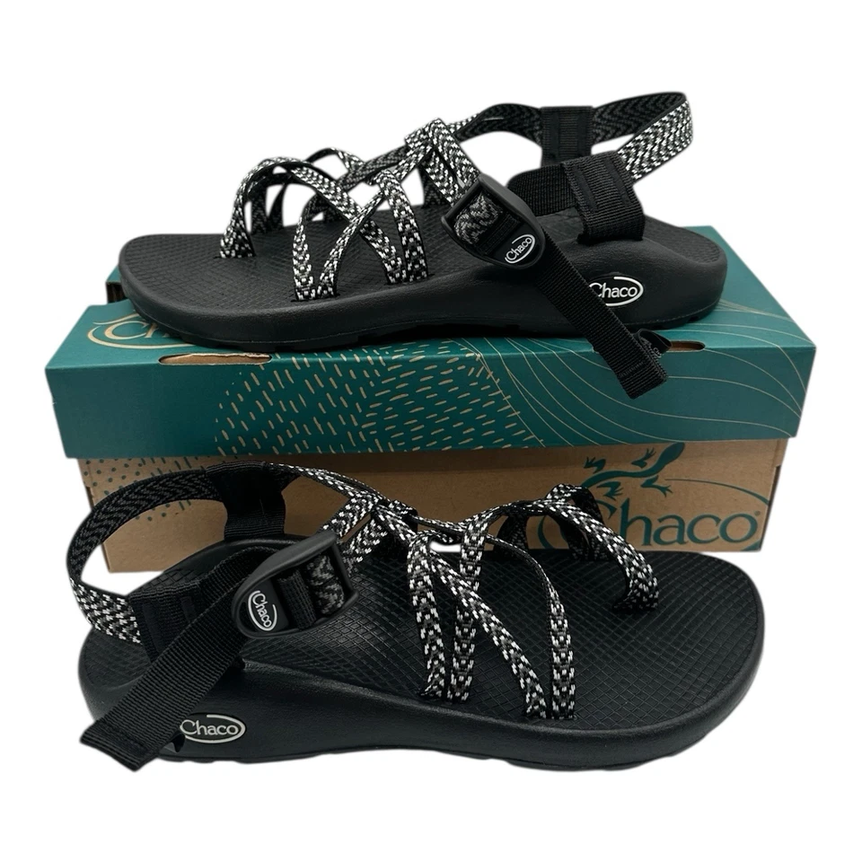 CHACO ZX2 CLASSIC TRAIL SANDALS BLACK AND WHITE STRAPS WOMENS SIZE 7 1R