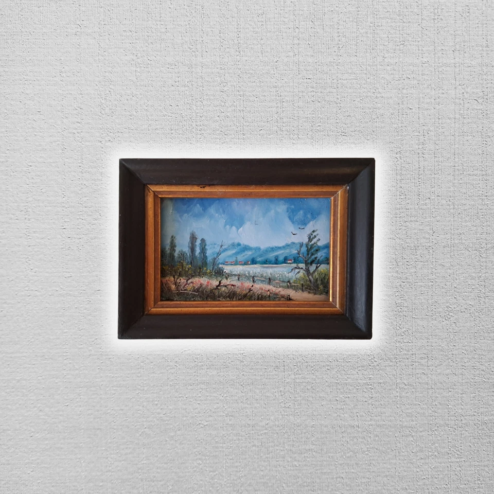 KLEINES ORIGINAL Ölgemälde auf Karton | Landschaft/Natur | 11x7 cm | Signiert - Bild 1 von 4