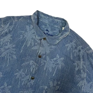 Camicia Tommy Bahama seta uomo XXL blu tropicale floreale hawaiana con bottoni - Foto 1 di 8