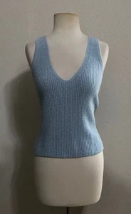 NEW WOMAN SPLENDID (XL) 100% COTTON SLEEVELESS LIGHT BLUE KNIT TOP $78.00 - Picture 1 of 9