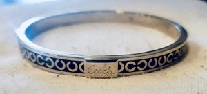 NWOT Coach Signature C Silver and Black Bangle Bracelet Coquette, Regency, Glam - Picture 1 of 4