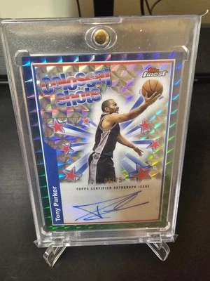 2024 Topps Finest Tony Parker #BSA-TP Colossal Shots verde automático 05/75 geométrico Foto 1 de 2