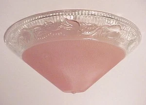Art Deco Ceiling Light Shade 3 Hole Bead Chain 10" Pink Peach Floral 1920s 1930s - Picture 1 of 7