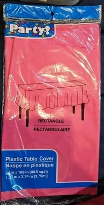 Party Disposable Hot Pink Rectangle Plastic Table Cover 54" x 108" - Image 1 of 2