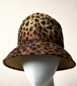 Stunning Real MELUSINE Fur FELTED LEOPARD Wool Bucket Hat by RACHEL SKINNER - Picture 1 of 4