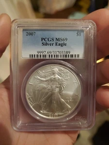 2007- SILVER AMERICAN EAGLE - PCGS - One Dollar - MS69- .999 1oz Fine - Picture 1 of 2