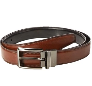 Perry Ellis Belt Men Size 34-36 Portfolio Double Stitched Reversible Leather - Picture 1 of 4