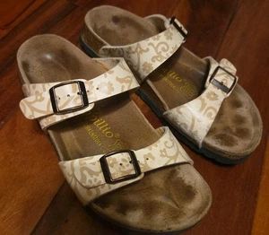 Birkenstock Papillio Sandalen Damen US 6 hellbraun geblümt 2 Riemen Schnallen Euro 36 - Bild 1 von 4