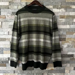 Montagut Paris Mens Striped Wool Sweater Mens Size Large Green - Foto 1 di 6