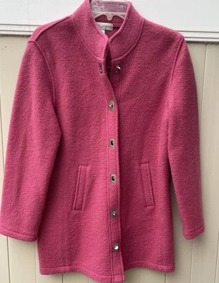 复古煮沸 100% 羊毛金属纽扣夹克女式 S 码玫瑰粉色 — 第 1/4 张图片
