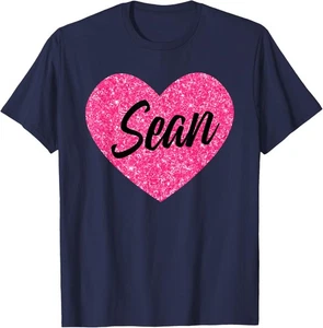 I Love Sean süßes Sean rosa Herz zum Valentinstag T-Shirt Hoodie - Bild 1 von 15