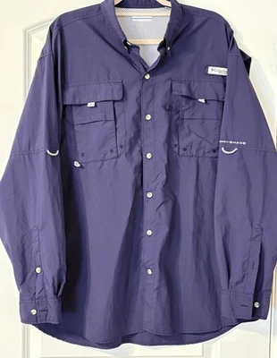 Camisa de pesca Columbia PFG omni sombra enrollable manga larga ventilada para hombre, L ciruela Foto 1 de 4