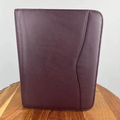 Planificador de día cuero genuino granate borgoña cierre de cremallera 7 anillos Foto 1 de 4