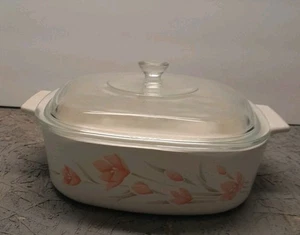 Casseruola vintage Corning Ware pesca floreale 2 litri teglia da forno A-2-B con coperchio  - Foto 1 di 7