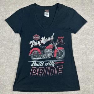 Harley Davidson Shirt Womens Small Black Motorcycle Biker Panhead Austin Texas - Picture 1 of 7