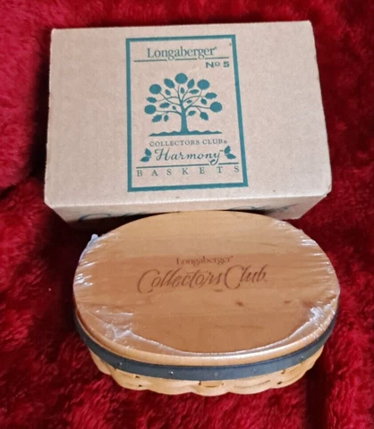 Longaberger 2001 Collectors Club Shaker Harmony #5 Basket w Protector Lid NIB!! Cover