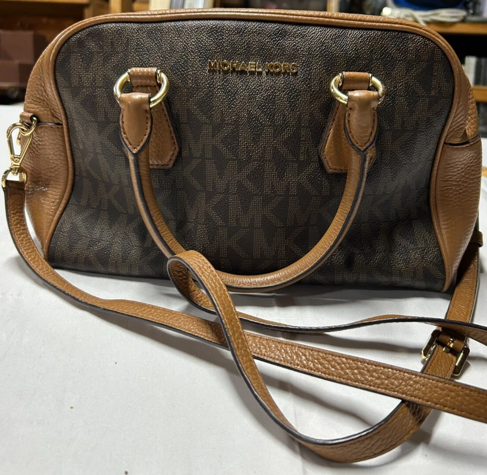 Michael Kors Medium Leather Bedford Satchel Handbag Brown 35T7GBFS2B MK w/Strap - Image 1 of 4