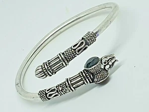 Black Onyx Cuff Bangle Bracelet Silver Plated Adjustable Fit One Sz - Picture 1 of 6