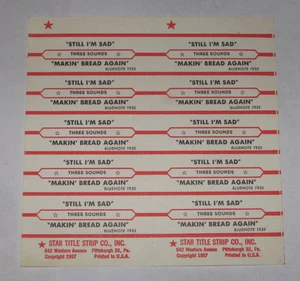 Three Sounds Full Sheet of 10 Jukebox Title Strips Still I'm Sad Makin Bread - Picture 1 of 1