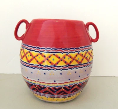 Jarrón/urna con asas ANTHROPOLOGIE - Colores terrosos - Soportes 5,5" de alto - Nuevo con etiquetas Foto 1 de 4