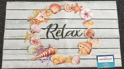 ALFOMBRA DE COCINA ESTAMPADA DE NYLON (espalda antideslizante)(20"x34") GUIRNALDA SEALIFE, ACUARELA, NN  Foto 1 de 4