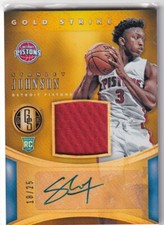 2015-16 Gold Standard Stanley Johnson Gold Strike Rookie Jersey Auto RC #/25