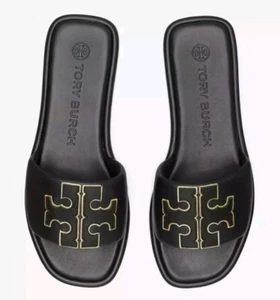 TORY BURCH DOUBLE T SPORT SLIDE 10,5 Farbe Perfect Black / Gold - Bild 1 von 6